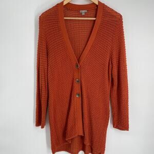 J. Jill Cardigan Women’s Medium Burnt Orange Fall Classic NormCore Traditional